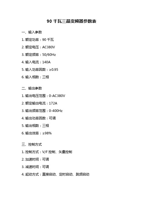 90千瓦三晶变频器参数表