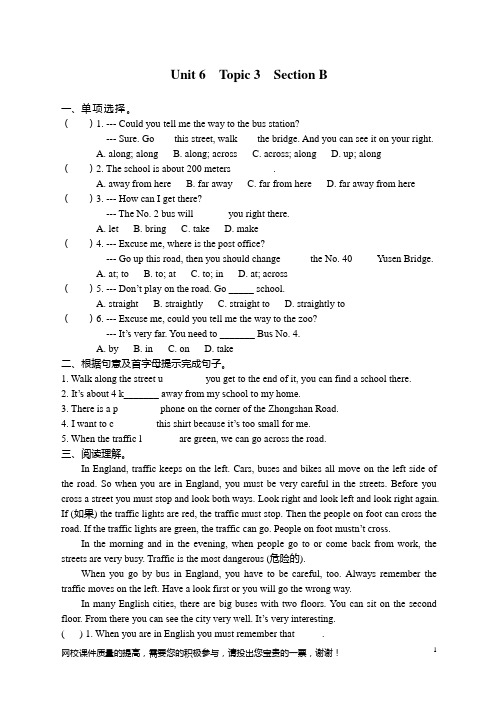 七年级下Unit 6 Topic 3 Section B 练习