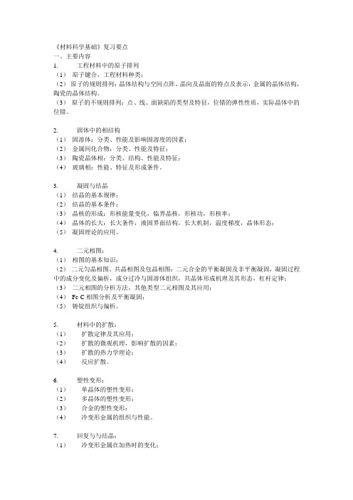 材料科学基础复习要点