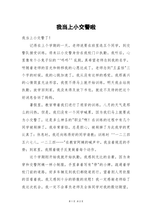 我当上小交警啦_五年级作文