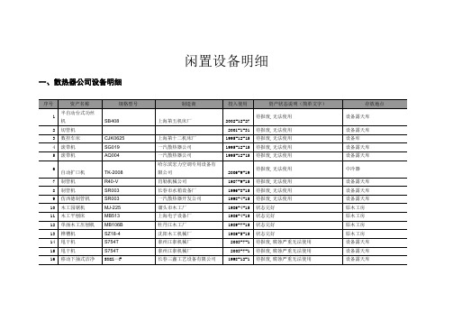 闲置设备明细