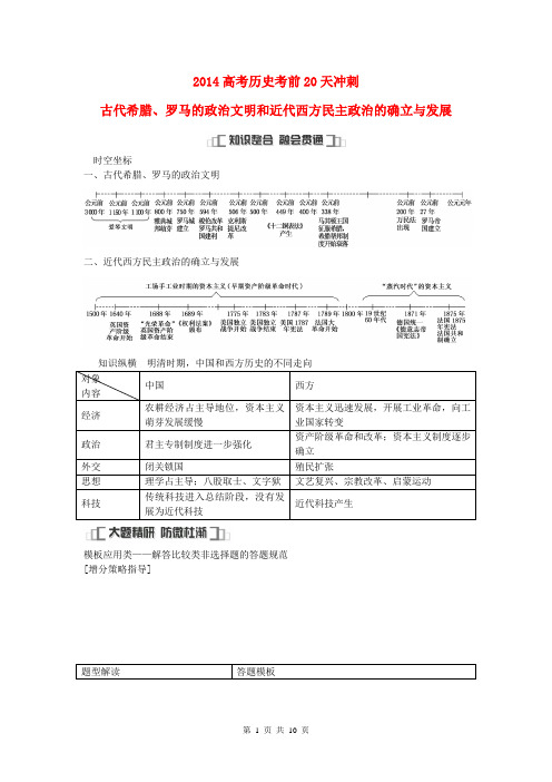 2014高考历史考前20天冲刺 古代希腊、罗马的政治文明和近代西方民主政治的确立与发展