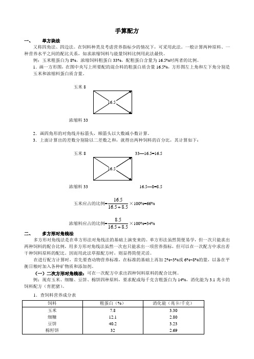 饲料配方的计算