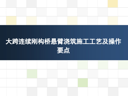 大跨连续刚构桥悬臂浇筑施工工艺及操作要点培训