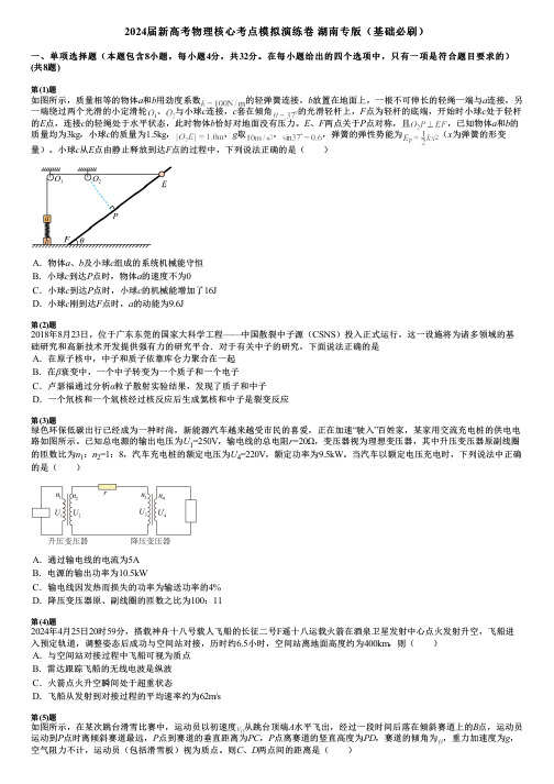 2024届新高考物理核心考点模拟演练卷 湖南专版(基础必刷)