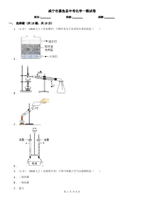咸宁市嘉鱼县中考化学一模试卷
