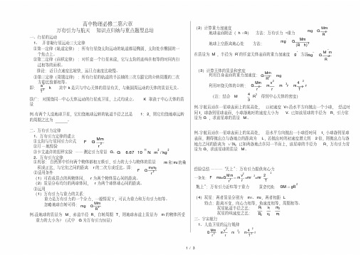 高中物理必修二第六章万有引力与航天知识点归纳与重点题型总结(20201227203101)