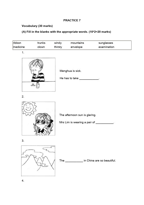 新加坡小学一年级英语试PRACTICE 7