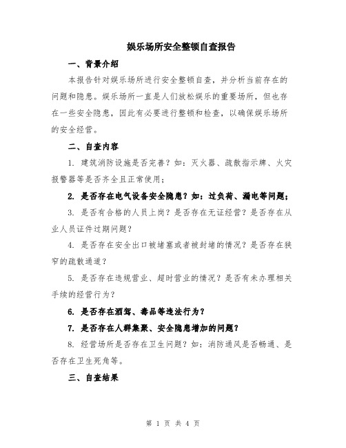 娱乐场所安全整顿自查报告