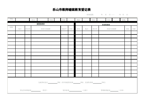 乐山市教师继续教育登记表和汇总表