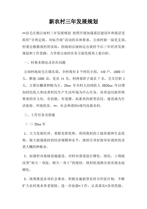 新农村三年发展规划