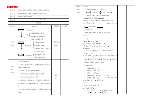 七年级数学下册 第一章 整式的运算复习教案(1) 北师大版 教案