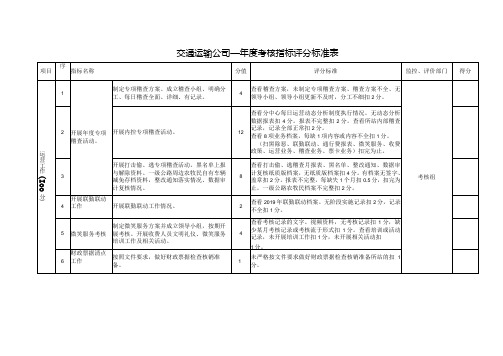 交通运输公司考核指标评分标准表