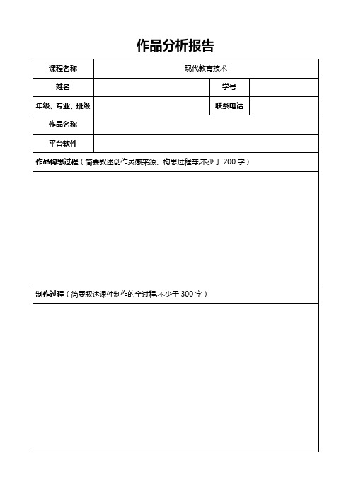 作品分析报告和评价标准