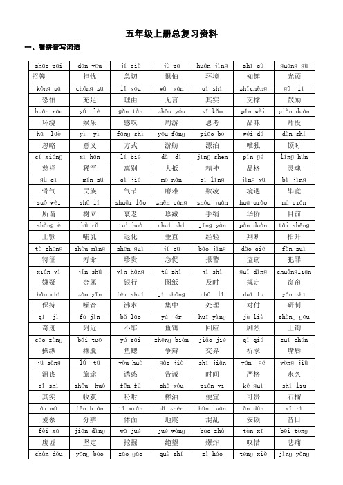 人教版五年级语文上册期末总复习资料