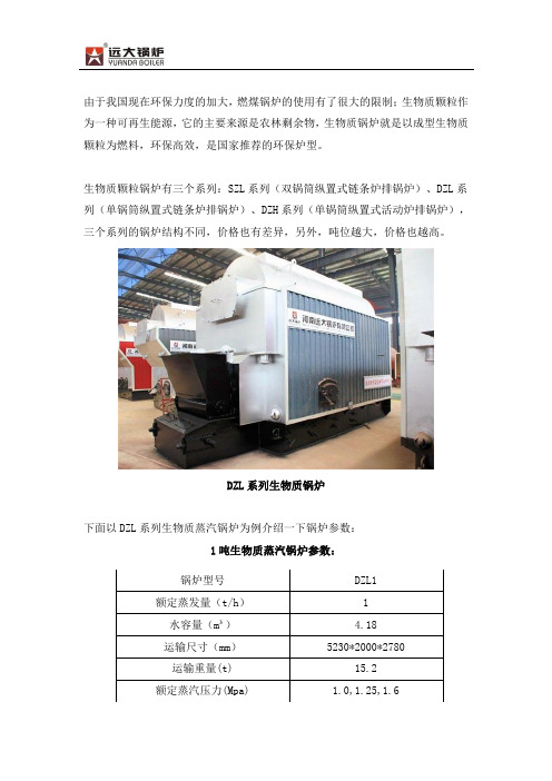 1吨、2吨、4吨、6吨生物质锅炉参数价格