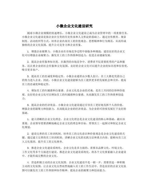 小微企业文化建设研究