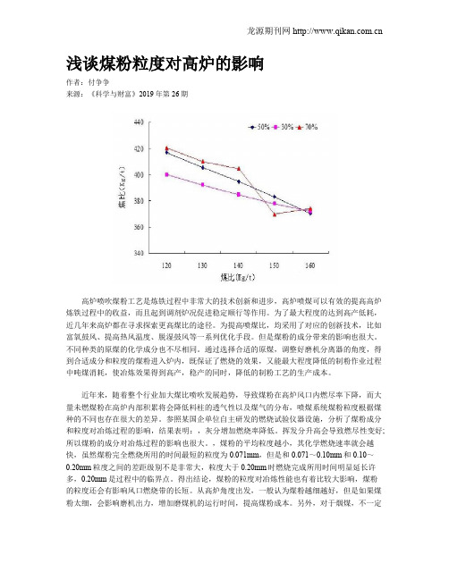 浅谈煤粉粒度对高炉的影响