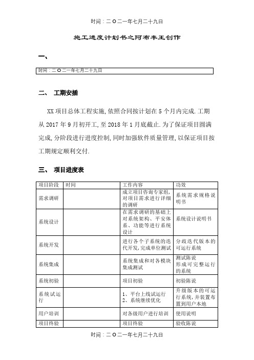 软件项目进度计划