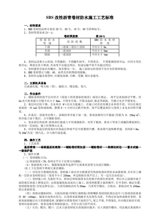 SBS改性沥青卷材防水施工工艺标准