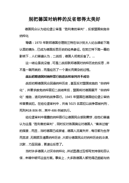 别把德国对纳粹的反省想得太美好