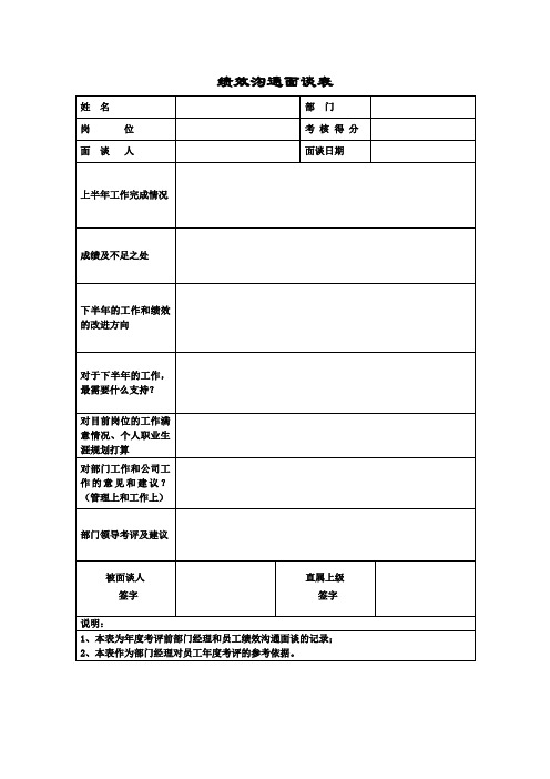 半年度绩效面谈表