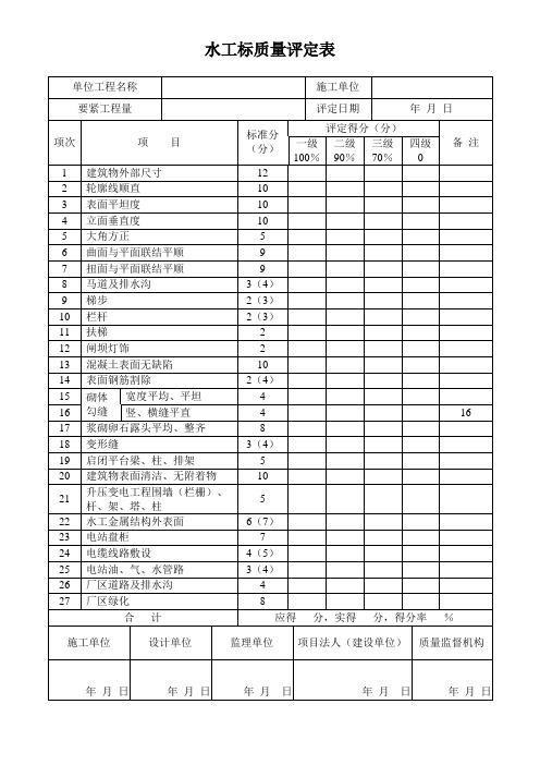 水工标质量评定表