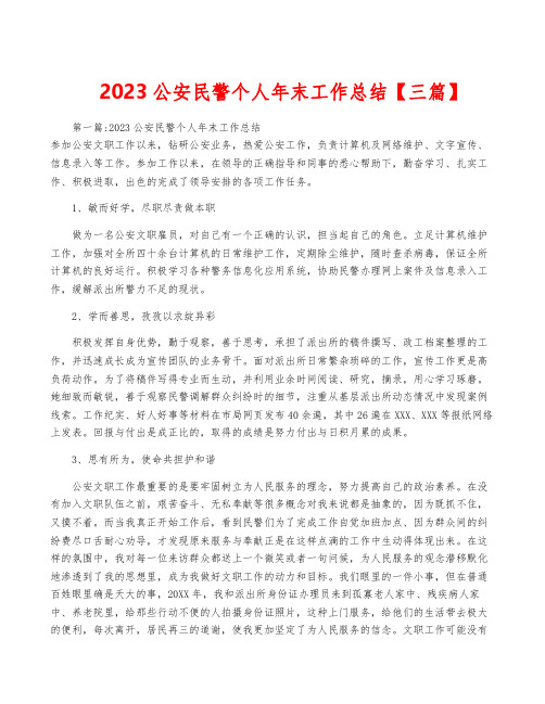 2023公安民警个人年终工作总结【三篇】