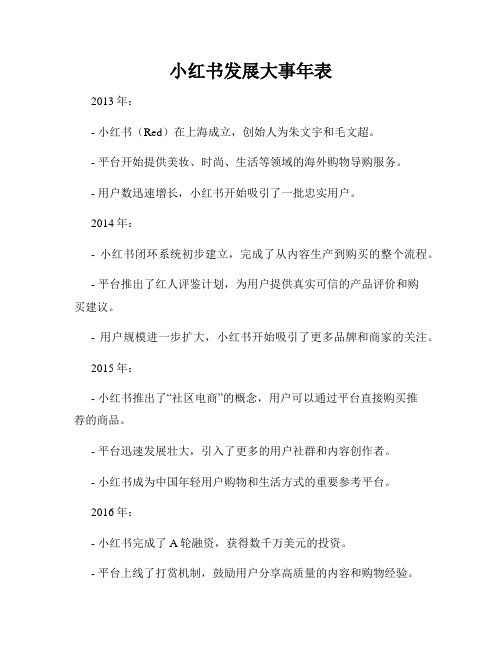 小红书发展大事年表