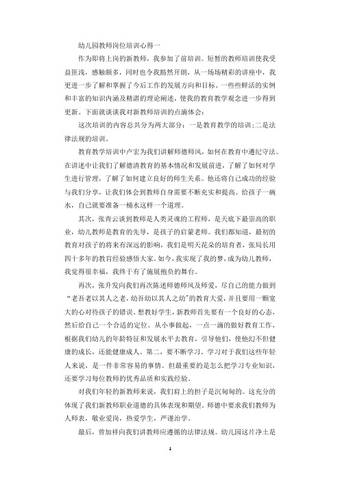 幼儿园教师上岗培训心得体会5篇.docx