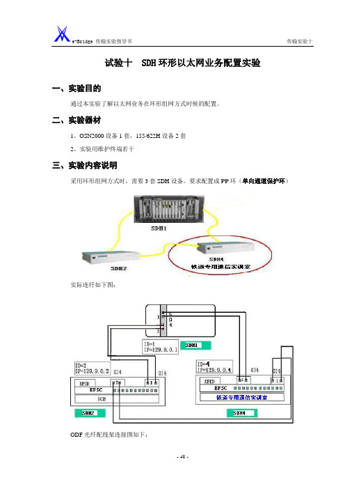 10试验九、SDH环形以太网业务配置实验