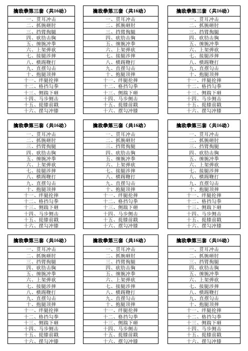 擒敌拳第三套(共16动)