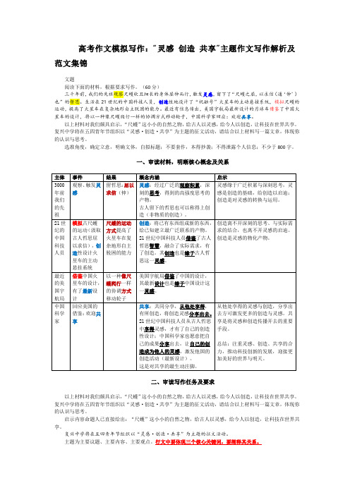 2023届高考作文模拟写作：“灵感+创造+共享”主题作文写作解析及范文集锦