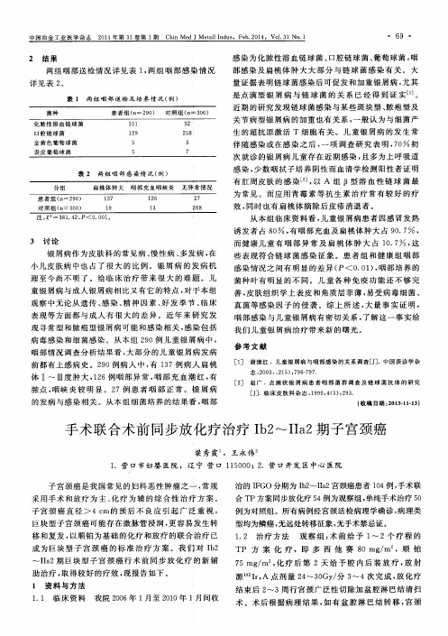 手术联合术前同步放化疗治疗Ⅰb2～Ⅱa2期子宫颈癌