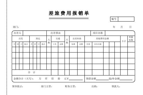 差旅出差费用报销单