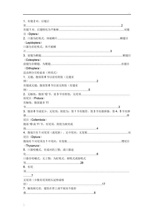 昆虫纲分目检索表双项式