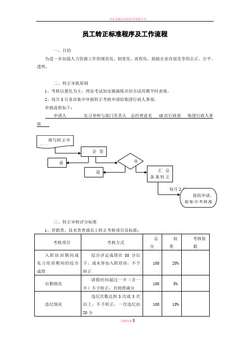 员工转正标准程序及工作流程