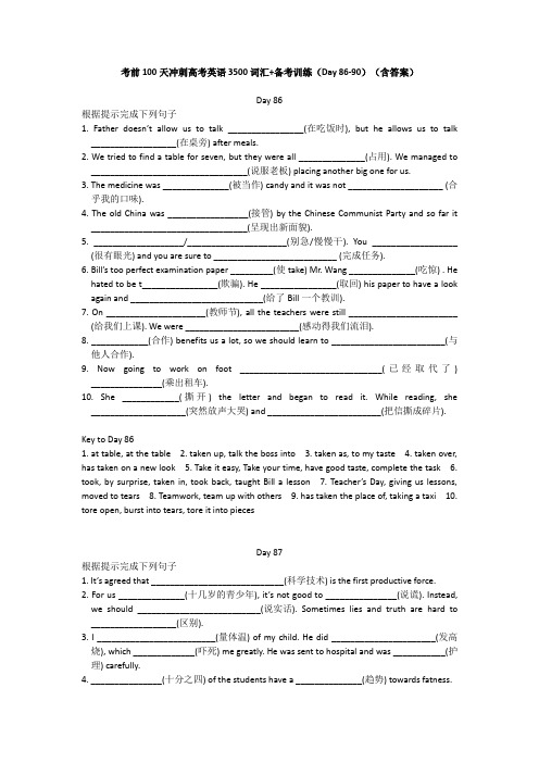 考前100天冲刺高考英语3500词汇 备考训练(Day 86-90)(
