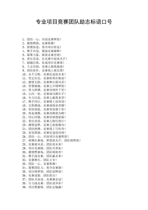 专业项目竞赛团队励志标语口号