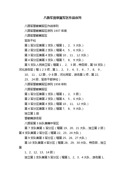 八路军晋察冀军区作战序列