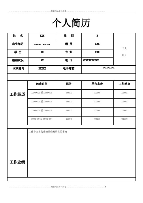 最新单页个人简历模板