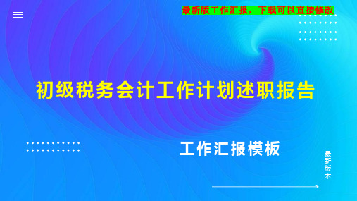 初级税务会计工作计划工作总结述职报告PPT模板下载