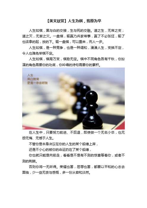 【美文欣赏】人生为棋，我愿为卒