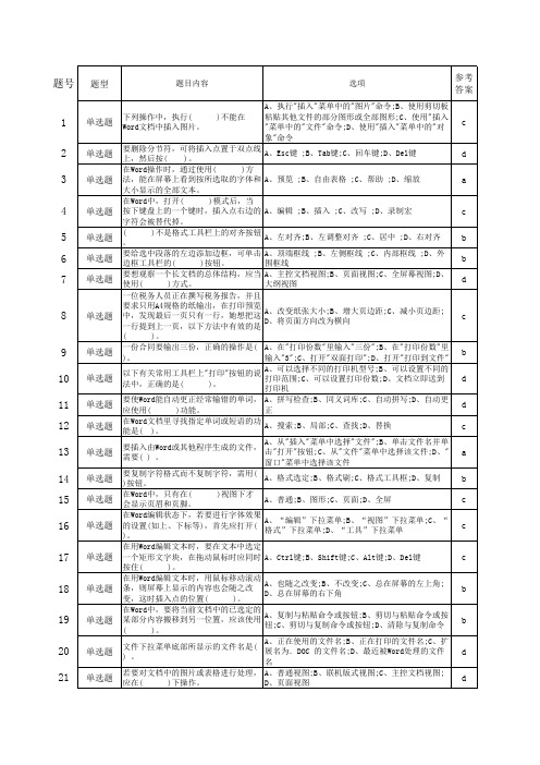 EXCEL操作培训题库