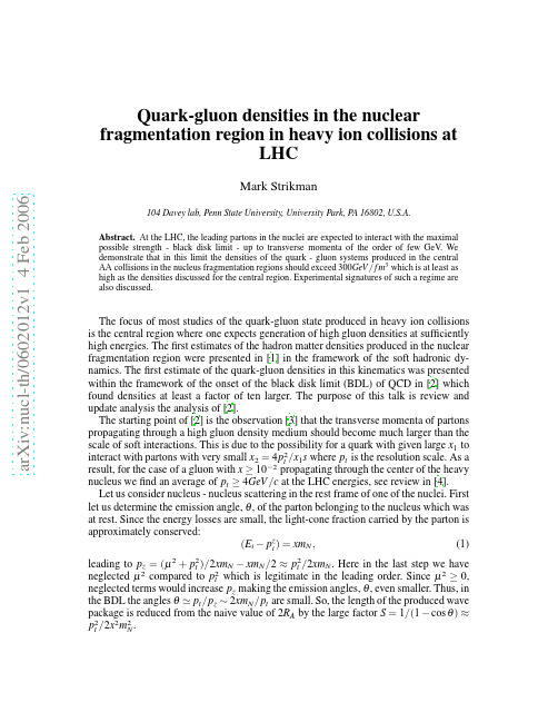 Quark-gluon densities in the nuclear fragmentation region in heavy ion collisions at LHC