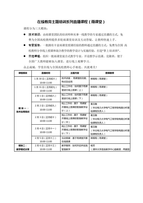 在线教育主题培训系列直播课程雨课堂