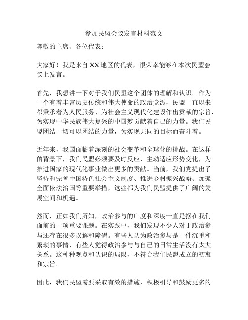 参加民盟会议发言材料范文