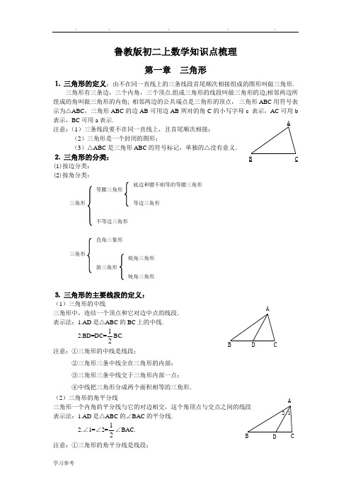 鲁教版初二年级数学上知识点汇总