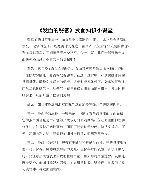 《发面的秘密》发面知识小课堂