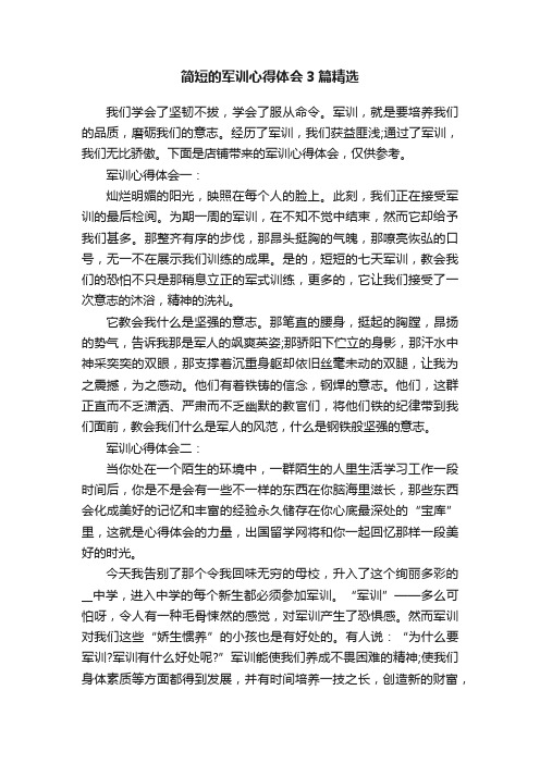 简短的军训心得体会3篇精选